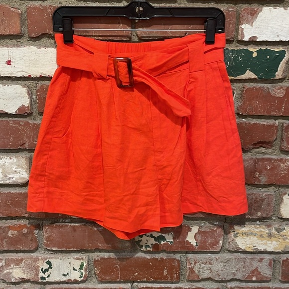 Show Me Your MuMu Percy Linen Shorts Tangerine New - Picture 2 of 3